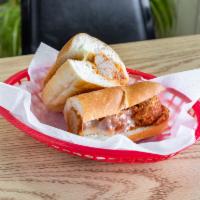 15. Meatball Parmesan Sandwich · Served with cheese and marinara sauce.