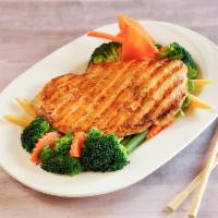 Teriyaki Chicken Stir Fry · Grilled and glazed in house Teriyaki sauce. Served with assorted veggies.