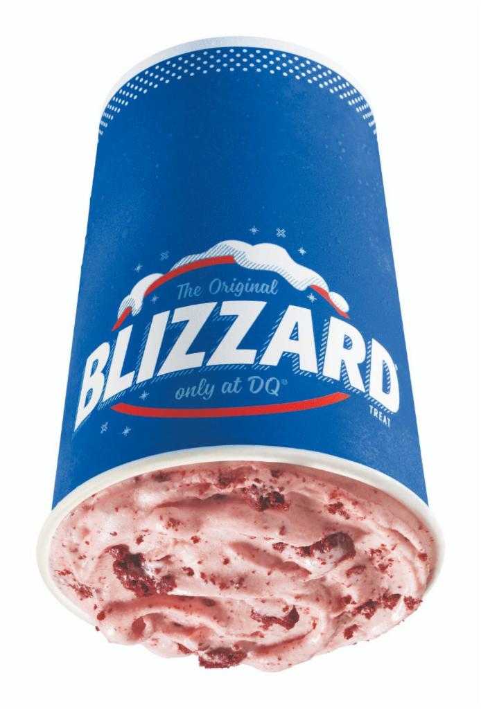 Red Velvet Cake Blizzard® Treat · Red velvet cake pieces and cream cheese icing blended with our world famous soft serve to Blizzard® perfection.