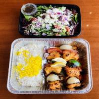 Family Combo (2) · 2 Charbroiled ABF Chicken Skewers Served with Choice of Rice and Choice of Salad. Feeds up t...