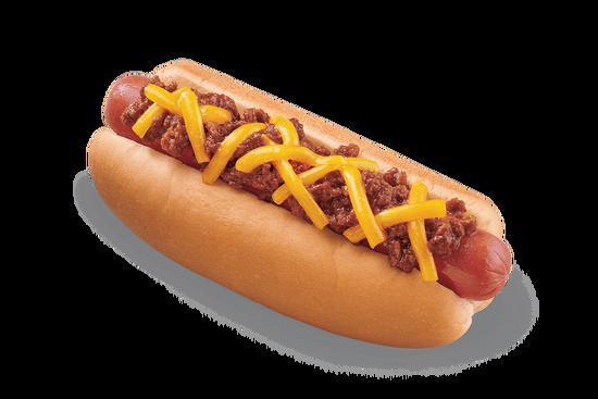 Chili Cheese Dog · No one does hot dogs better than your local Dairy Queen restaurant! Chili cheese dog comes with chili sauce and shredded cheddar cheese.