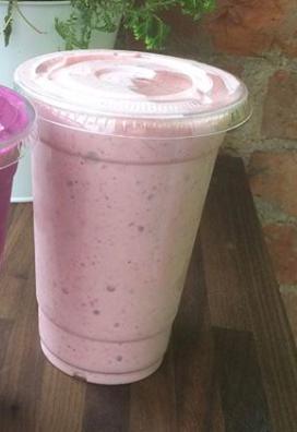 8. 20 oz. Vanilla Protein Smoothie · banana, vanilla protein, strawberry and almond milk.