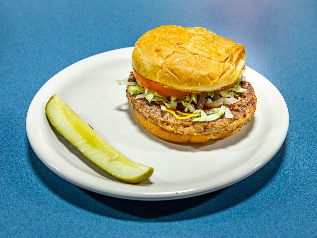 1/4 lb. Cheeseburger · Your choice of cheese served with ketchup, mustard, onion and pickles.