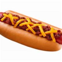 Chili Cheese Dog Combo · Includes plain potato chips and medium soft drink.
