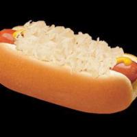 Kraut Dog · A grilled world-famous original Wienerschnitzel hot dog in a fresh, steamed bun topped with ...