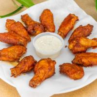 12 Buffalo Wings · Bone-in, comes with ranch.