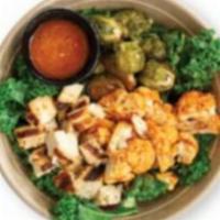 Island Bliss Bowl · Kale crunch salad, roasted sweet potatoes, honey sriracha brussels sprouts, key west chicken...