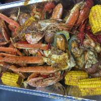 Large Seafood Platter  · Includes 1/2 lb. of each item, snow crab, blue crab no 1, ez peel shrimp, crawfish, mussels,...
