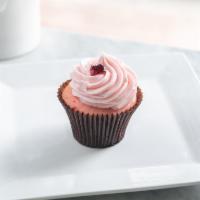 Strawberry Cupcake · Strawberry cake with our signature strawberry buttercream with a dollop of strawberry.