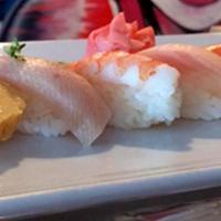 Nigiri & Maki Combo · 6 pieces assorted and 1 California roll (tuna, yellowtail, salmon, tilapia, squid and tobiko...