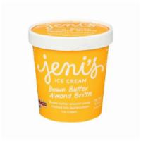 Jeni's Brown Butter Almond Brittle Ice Cream (1 Pint) · All the texture. Brown butter almond candy crushed into buttercream ice cream. Krokan—toffee...
