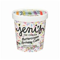 Jeni's Butter Cream Birthday Cake Ice Cream (1 Pint) · Cream cheese ice cream layered with crumbles of soft vanilla cake and swirls of made-from-sc...