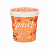 Jeni's Sweet Cream Biscuits with Peach Jam Ice Cream (1 Pint) · Southern comfort. Buttermilk ice cream, crumbled biscuits, and swirls of peach jam. Inspired...