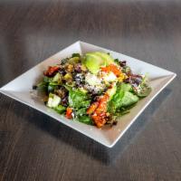 Urbano Salad · Gluten-free. Mixed greens, roasted corn and bell pepper, cucumber, black beans, cotija chees...