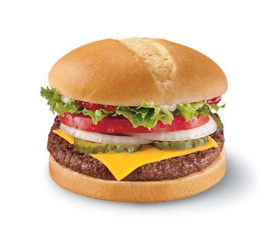 1/4 lb Cheese Grillburger · 100% beef burger topped with melted cheese, thick-cut tomato, crisp chopped lettuce, pickles, onions, ketchup and mayo served on a warm toasted bun.
