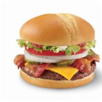 1/4 lb. Bacon Cheese Grillburger · One 1/4 lb. 100% beef burger topped with melted cheese, thick-cut Applewood smoked bacon, th...