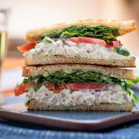 OG Chicken Salad Sandwich · organic chicken, heirloom tomato, arugula, lemon herb aioli, rustic sourdough