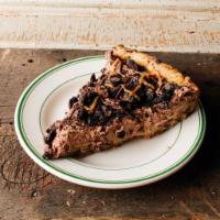 Cookie Crust Choco Silk Pie (VG) · Chocolate chip cookie crust, creamy chocolate silk filling, cookie crumble, and chocolate ch...