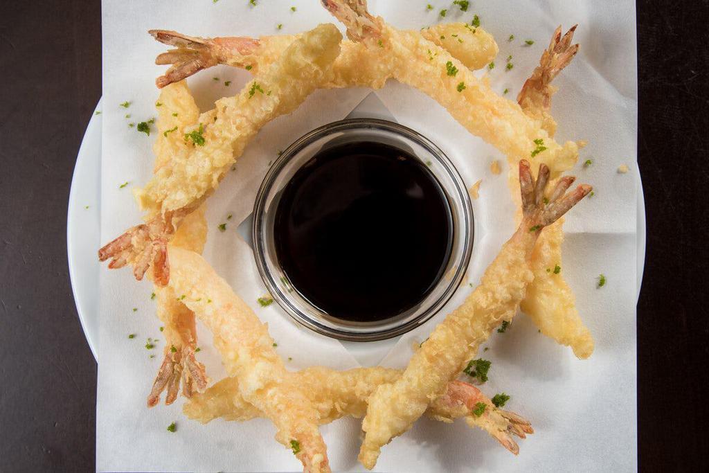 SHRIMP TEMPURA · Shrimp lightly battered and served with tempura dipping sauce
