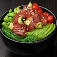 SPICY TUNA BOWL*  · Ahi tuna, cucumber and green onions mixed in poke sauce; served with grape tomatoes, avocado...