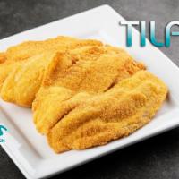 Tilapia Fillet Dinner · TILAPIA FILLET SMALL OR LARGE SERVED WITH FRIES BREAD MILD HOT AND COLESLAW