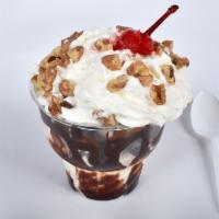 Gofer Sundae · Made with our premium ice cream, plus you choose any 4 toppings. (Standard is Hot Fudge, Whi...