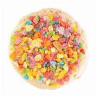 Taste the Rainbow Cookie · Fruity pebble. Cookie dough mixed with white chocolate chips, topped with a white chocolate ...