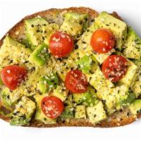 Everything Avocado Toast · Avocado and Tomato sprinkled with a blend of everything seasoning (think Everything Bagel) o...