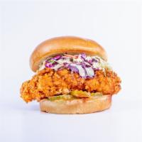Hot Chicken Sandwich · Hand breaded and battered using our custom recipe, this is a 100% antibiotic and hormone fre...