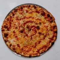 Cheesin' Pizza 18' · Mozzarella, Parmigiano-Reggiano, Tomato. Vegetarian.