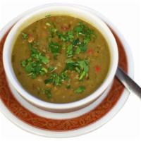 Lentil Soup · Orange and green lentils, onions, red bell peppers and olive oil. Gluten free and vegan.