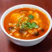 Tom Yum Soup · Mild. thai style hot and sour soup with mushrooms and scallions with choice of chicken, tofu...
