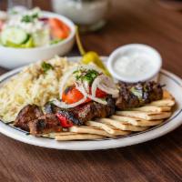 Beef Kabob Plate · Choice of 2 sides.