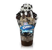 2.5 oz. Oreo Cookie Layered Sundae  · Enjoy 3 scoops of ice cream layered with various toppings, hot fudges, sauces, and caramels....