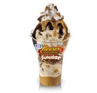 2.5 oz. Reese's Peanut Butter Cup Layered Sundae  · Enjoy 3 scoops of ice cream layered with various toppings, hot fudges, sauces, and caramels....