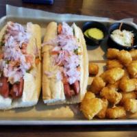 Chicago Dogs · 1/4 lb Angus Beef each. Diced Tomato, Onion and Backyard Jalapeno Relish. Served with Season...