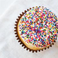 Birthday Cupcake · Vanilla cake with our buttercream frosting topped with sprinkles.