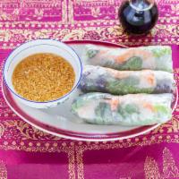  6. Fresh Spring Rolls · Nime chow. 2 pieces. Fresh spring rolls. Prepared with steamed rice noodles, shrimp, lettuce...