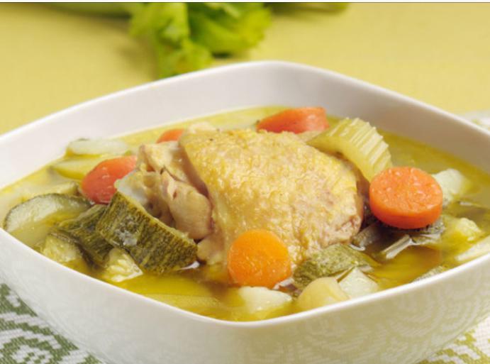 Chicken soup (caldo de pollo) · Chicken soup, rice, onion, cilantro, lemon, chile and tortillas.