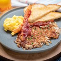 Classic Breakfast Plate · 2 eggs, hash browns, bacon or sausage, toast