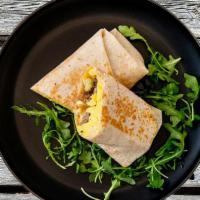 The Melrose Breakfast Burrito · flour tortilla rolled up + stuffed with 2 eggs scrambled, breakfast sausage, cheddar cheese,...