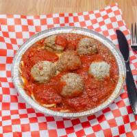 Spaghetti · Comes with meatballs and 4 breadsticks, topped with grated Romano cheese.