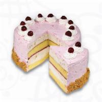 A Cheesecake Named Desire™ · Ingredients: Layers of moist Yellow Cake, Raspberry Sauce and Cheesecake Ice Cream with Grah...