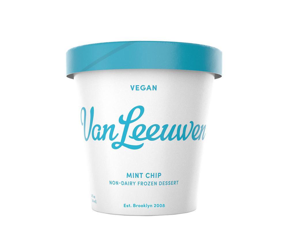Vegan Mint Chip by Van Leeuwen Ice Cream · By Van Leeuwen Ice Cream. Nothing makes us happier than this Vegan Mint Chip Ice Cream. We use single origin chocolates, so you can taste their true flavor profile. We add in a little pure peppermint extract. Vegan. Contains tree nuts. We cannot make substitutions.