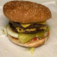 The Original Burger · Served with American cheese, mayo, onion, lettuce, tomato, and pickle. Add extra cheese and ...