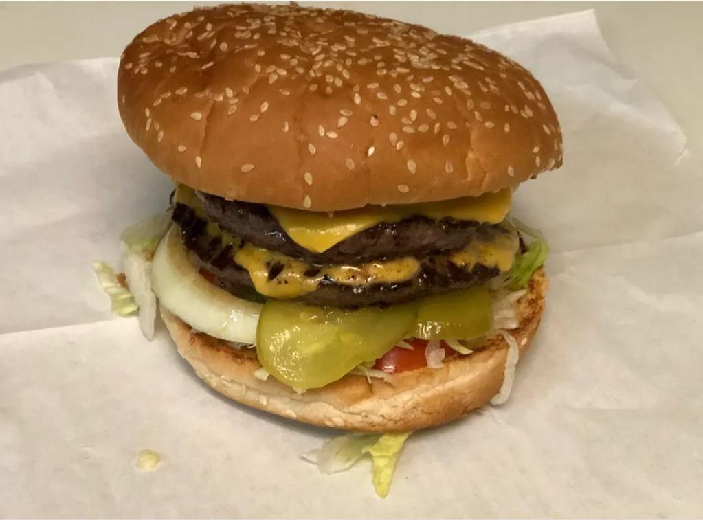 The Original Burger · Served with American cheese, mayo, onion, lettuce, tomato, and pickle. Add extra cheese and bacon for an additional charge.