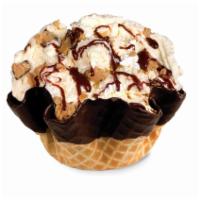All Lovin' No Oven Ice Cream · Cake batter ice cream, cookie dough, fudge and whipped cream.