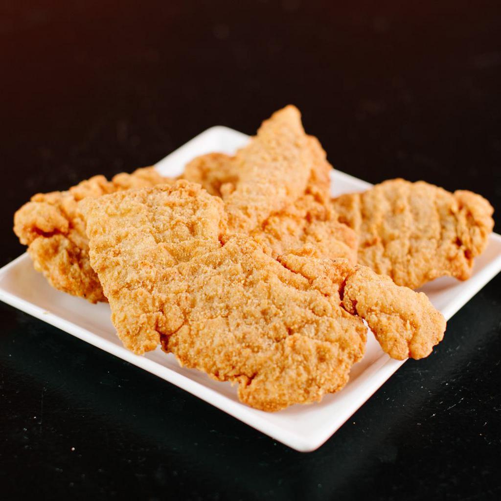 Chicken Tenders · 4 pieces. Chicken tenders served with sides of ranch dressing and BBQ sauce. Contains gluten and peanuts. We cannot make substitutions.