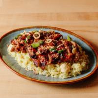 Chicken and Rice: Com Ga (GF) · Five spice roasted chicken thighs and fragrant jasmine rice with lemongrass, ginger, and sca...