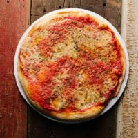 Cheese Pizza (VG) · Vegan mozzarella and marinara. Contains gluten, soy, and nightshades. We cannot make substit...